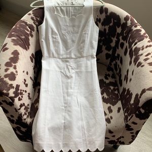 NWT J. Free white basket weave scalloped dress